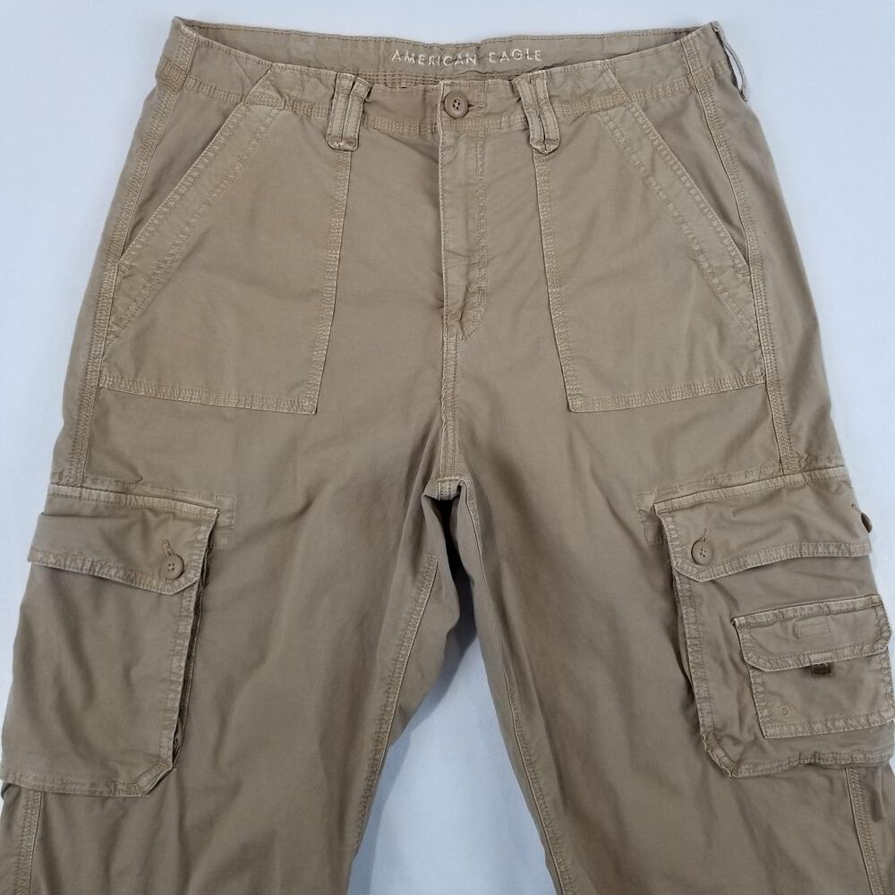 American Eagle Outfitters Pants Womens 16 Beige Baggy Jogger Cargo Stretch Twill - Picture 7 of 12